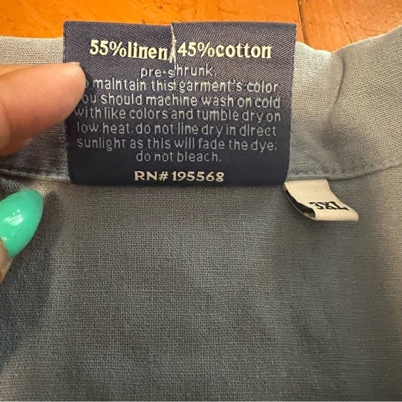 NEW Big Bud Press Linen Blend Pantry Button Up Top in Blue Sz 3XL - Picture 8 of 12